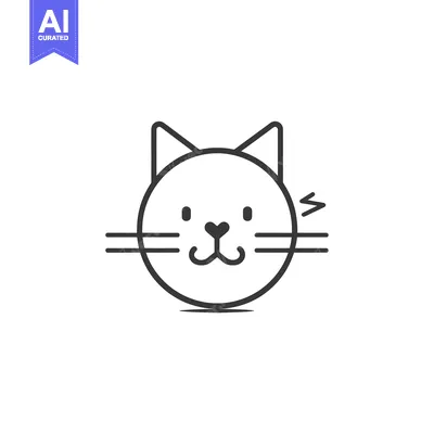 Aset premium populer: Line art illustration of a cat's face with a lightning bolt