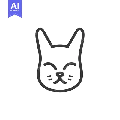 Aset premium populer: Line art illustration of a cat's face with closed eyes