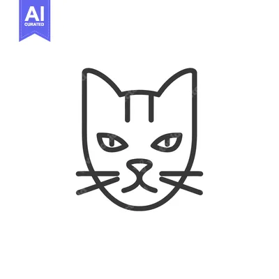 Aset premium populer: Line Art Illustration of a Cat's Face with Whiskers