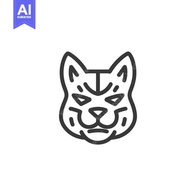 Aset premium populer: Line Art Illustration of a Cat's Head with a Serious Expression