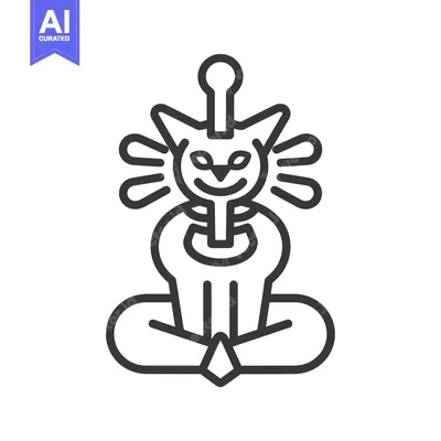 Premium design asset: Line Art Illustration of a Cat Sitting in a Lotus Position