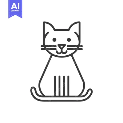 Aset desain premium: Line Art Illustration of a Cat Sitting on a Snowboard