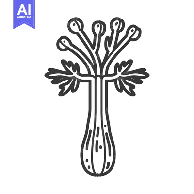 Aset premium populer: Line Art Illustration of a Celery Stalk with Seeds