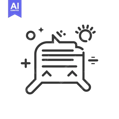 Aset desain premium: Line Art Illustration of a Chatbot with a Speech Bubble