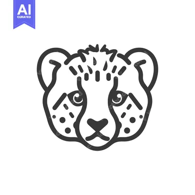 Premium design asset: Line Art Illustration of a Cheetah Cub's Face