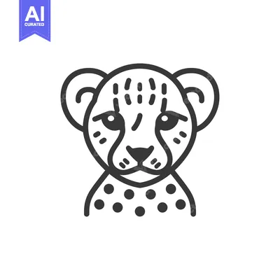 Premium design asset: Line Art Illustration of a Cheetah Cub's Face