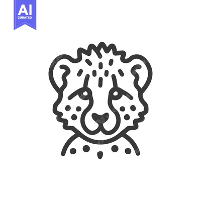 Aset desain premium: Line Art Illustration of a Cheetah Cub's Face