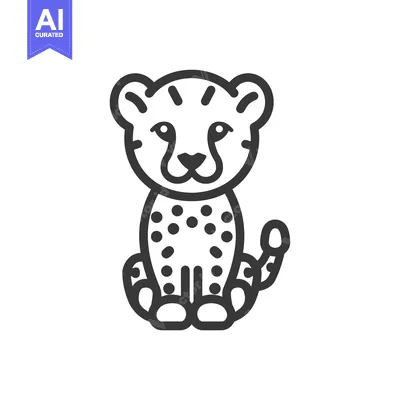 Popular premium asset: Line art illustration of a cheetah cub sitting down
