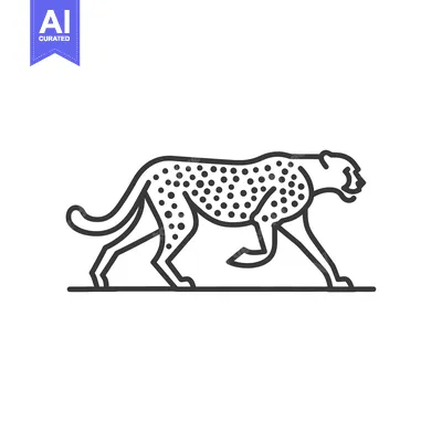 Premium design asset: Line Art Illustration of a Cheetah in Motion