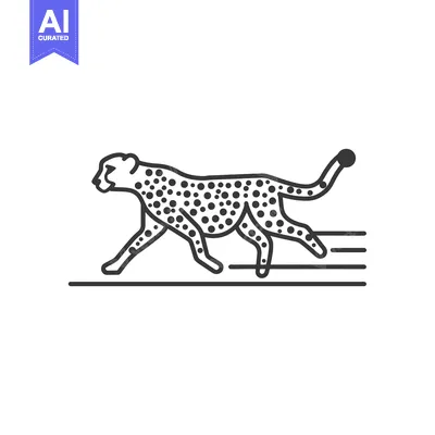 Premium design asset: Line Art Illustration of a Cheetah Running
