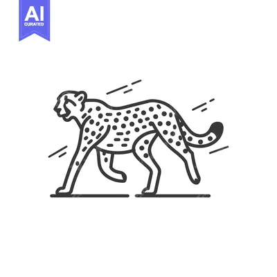 Aset desain premium: Line Art Illustration of a Cheetah Running