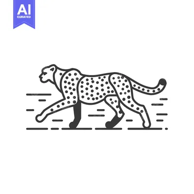 Aset premium populer: Line Art Illustration of a Cheetah Running