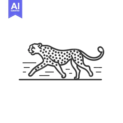 Aset desain premium: Line Art Illustration of a Cheetah Running