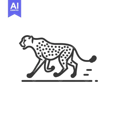 Premium design asset: Line Art Illustration of a Cheetah Running