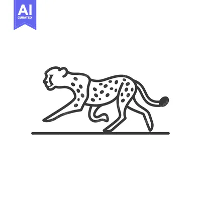 Aset premium populer: Line Art Illustration of a Cheetah Running