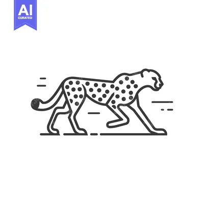 Aset desain premium: Line Art Illustration of a Cheetah Running