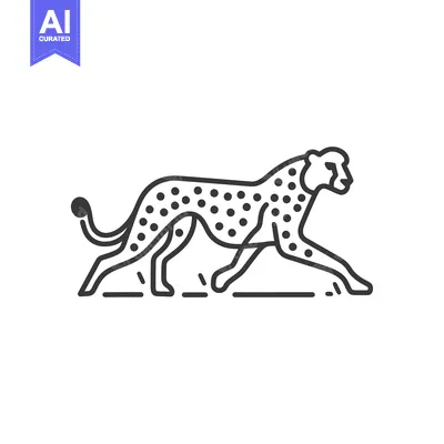 Aset premium populer: Line Art Illustration of a Cheetah Running