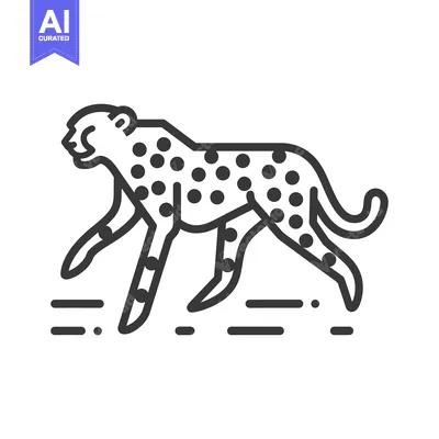 Premium design asset: Line art illustration of a cheetah running with spots