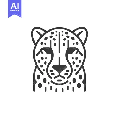 Aset desain premium: Line Art Illustration of a Cheetah's Face