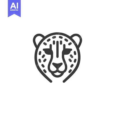 Premium design asset: Line Art Illustration of a Cheetah's Face