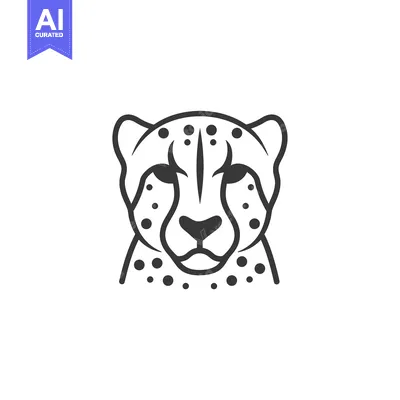 Aset desain premium: Line Art Illustration of a Cheetah's Face