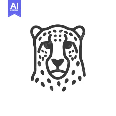 Aset desain premium: Line Art Illustration of a Cheetah's Face