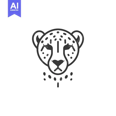 Premium design asset: Line Art Illustration of a Cheetah's Face with Spots