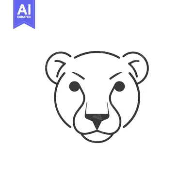 Aset desain premium: Line Art Illustration of a Cheetah's Head