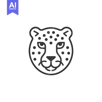 Aset desain premium: Line Art Illustration of a Cheetah's Head