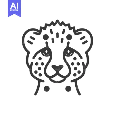 Aset desain premium: Line Art Illustration of a Cheetah's Head