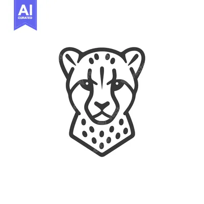 Premium design asset: Line Art Illustration of a Cheetah's Head