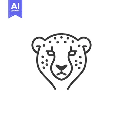 Aset desain premium: Line Art Illustration of a Cheetah's Head