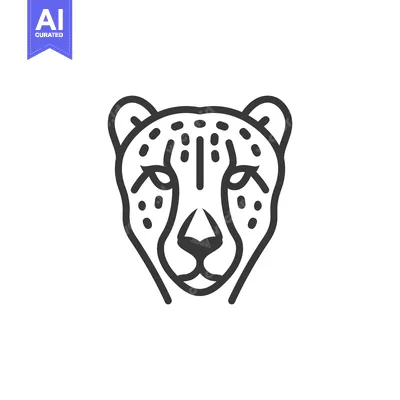 Aset premium populer: Line Art Illustration of a Cheetah's Head