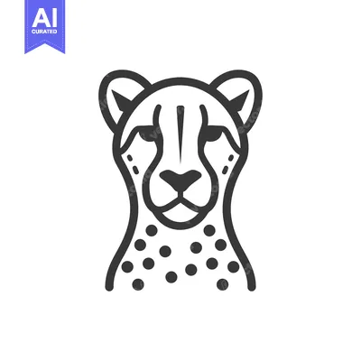 Aset desain premium: Line Art Illustration of a Cheetah's Head