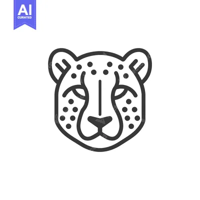 Aset desain premium: Line Art Illustration of a Cheetah's Head