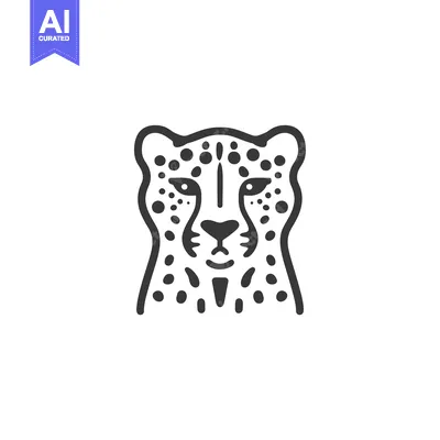 Premium design asset: Line Art Illustration of a Cheetah's Head