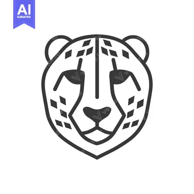 Premium design asset: Line Art Illustration of a Cheetah's Head