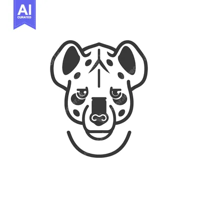 Aset desain premium: Line art illustration of a cheetah's head with a smile