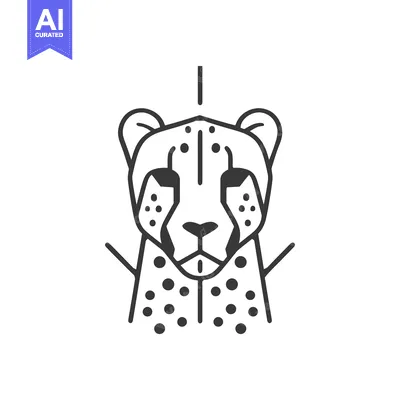 Aset desain premium: Line Art Illustration of a Cheetah's Head with Spots
