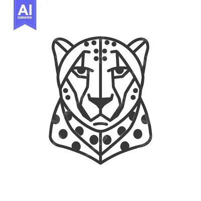 Aset premium populer: Line Art Illustration of a Cheetah's Head with Spots