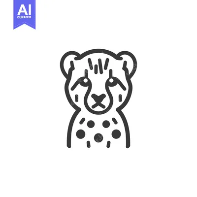 Premium design asset: Line Art Illustration of a Cheetah's Head with Spots
