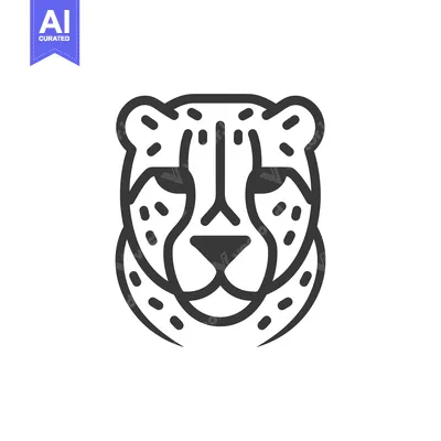Aset premium populer: Line Art Illustration of a Cheetah's Head with Spots