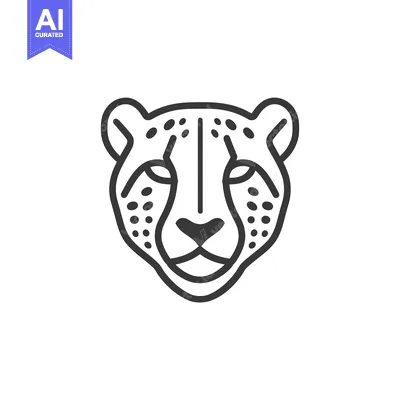 Premium design asset: Line art illustration of a cheetah's head with spots