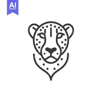 Aset desain premium: Line Art Illustration of a Cheetah's Head with Spots