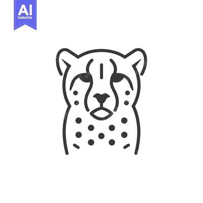 Aset premium populer: Line Art Illustration of a Cheetah's Head with Spots