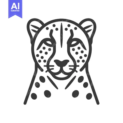 Aset desain premium: Line Art Illustration of a Cheetah's Head with Spots