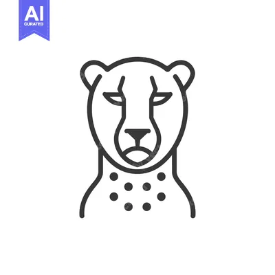 Aset premium populer: Line Art Illustration of a Cheetah's Head with Spots