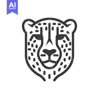 Aset premium populer: Line Art Illustration of a Cheetah's Head with Spots