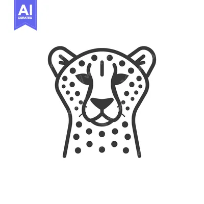 Aset premium populer: Line Art Illustration of a Cheetah's Head with Spots
