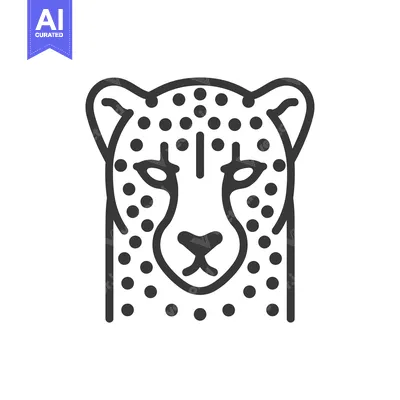 Aset desain premium: Line art illustration of a cheetah's head with spots